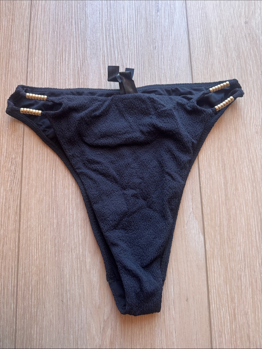 Paula Hernany Bikini Bottom with Gold Bead Accents